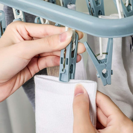 Sock Dryer - Clothesline - 32 Clips - Sock Hanger - Wasrek - Wasrek - Carousel - Drying Carousel - Clothes Hanger - Sock Drying Rack - Blue