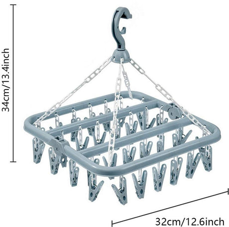 Sock Dryer - Clothesline - 32 Clips - Sock Hanger - Wasrek - Wasrek - Carousel - Drying Carousel - Clothes Hanger - Sock Drying Rack - Blue