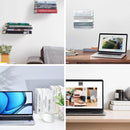 4-piece set - Invisible shelf - Wall shelf - Multifunctional metal shelves - Floating shelves - Wall shelf - Shelf - with screws - for office, classroom and bookstore - White - 6.6 x 6 x 10.5 cm
