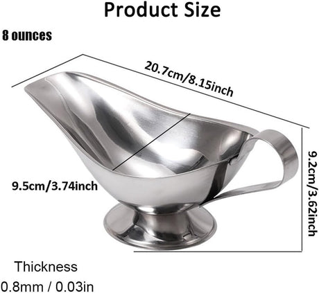 Gravy Boat - 240 ml - Pouring Jug - Stainless Steel Gravy Pitcher - Food-grade stainless steel gravy jug for juices, sauces, and roasting gravies