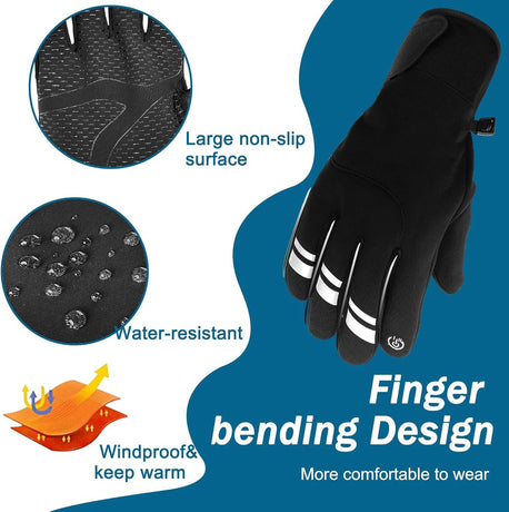 Gloves - Cycling Gloves - Winter Gloves - Sports Gloves - Touchscreen Winter Gloves - Winter Cycling Gloves - Men's - Heated - Waterproof - Warmly Lined - For Motorcycling and Skiing (M)