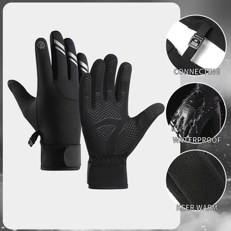 Gloves - Cycling Gloves - Winter Gloves - Sports Gloves - Touchscreen Winter Gloves - Winter Cycling Gloves - Men's - Heated - Waterproof - Warmly Lined - For Motorcycling and Skiing (M)