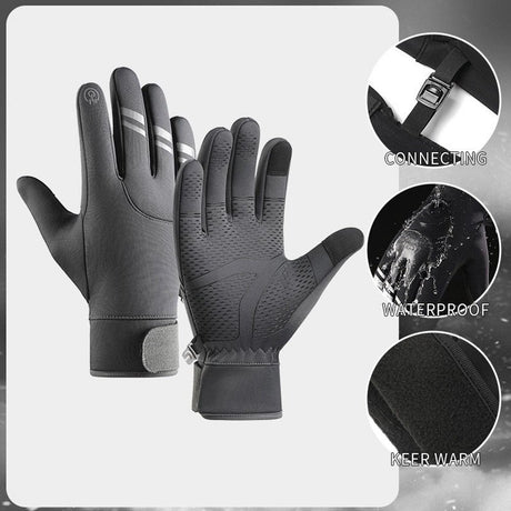 Gloves - Cycling Gloves - Winter Gloves - Sports Gloves - Touchscreen Winter Gloves - Winter Cycling Gloves - Men's - Heated - Waterproof - Warmly Lined - For Motorcycling and Skiing - Grijs(M)