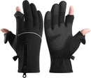 Men's and Women's Winter Gloves - 2-Finger Touchscreen Gloves - Running Gloves - Cycling Gloves - Driving Gloves - Warm Gloves - Winter Fishing Gloves - Black