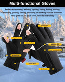 Men's and women's winter gloves - 2-finger touchscreen gloves - Running gloves - Cycling gloves - Driving gloves - Warm gloves - Winter fishing gloves - Grijs