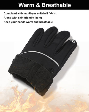 Gloves - Cycling Gloves - Winter Gloves - Sports Gloves - Waterproof and Windproof Gloves - Anti-slip and Shock-absorbing Gloves - Touchscreen Compatible Gloves - Driving Gloves - Fishing Gloves - Unisex - Black