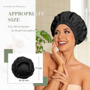 Swimming Cap - Women's Shower Cap - Large Waterproof Shower Cap - Washable Elastic Band - Swimming Cap for Long Hair - Thick Hair - Black - Perfect for the Bathroom, Travel and Outdoors
