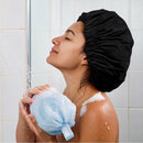 Swimming Cap - Women's Shower Cap - Large Waterproof Shower Cap - Washable Elastic Band - Swimming Cap for Long Hair - Thick Hair - Black - Perfect for the Bathroom, Travel and Outdoors