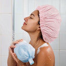 Swimming Cap - Women's Shower Cap - Large Waterproof Shower Cap - Washable Elastic Band - Swimming Cap for Long Hair - Droog Hair - Pink - Perfect for the Bathroom, Travel and Outdoors