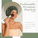 Swimming Cap - Women's Shower Cap - Large Waterproof Shower Cap - Washable Elastic Band - Swimming Cap for Long Hair - Drowsy Hair - Light Green - Perfect for Bathroom - Travel - Outdoors