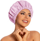 Swimming Cap - Women's Shower Cap - Large Waterproof Shower Cap - Washable Elastic Band - Swimming Cap for Long Hair - Droog Hair - Purple - Perfect for the Bathroom, Travel and Outdoors