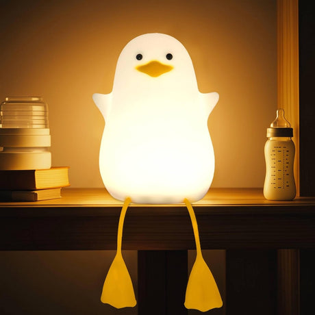 Cute Yellow Duck Night Light - Silicone Night Light for Children - Dimmable Touch Control with Timer - Baby Care Night Light - USB Rechargeable LED Bedside Lamp - Suitable for Bedroom and Nursery Decoration