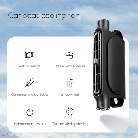 Car Fan - Car Fan Cooling - Car Air Conditioner - Car Fan with Adjustable Air Outlet - Fan - Silent Neck Fan for Headrest for All Cars - 3000 mAh - Black