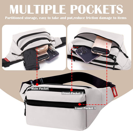 Riem Outdoor Bag - Fanny Pack - Waterproof Fanny Pack - Women's and Men's - Fanny Pack - Phone Bag - Swimming - Festival - Waterproof Fanny Pack - Off-White
