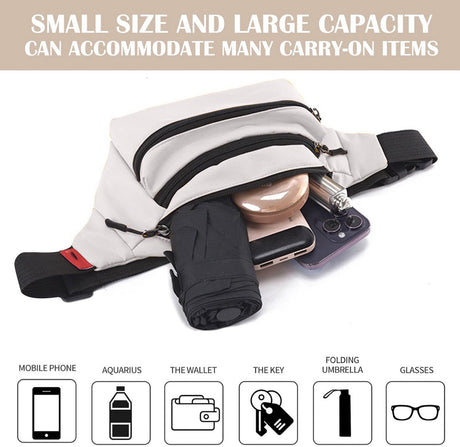 Riem Outdoor Bag - Fanny Pack - Waterproof Fanny Pack - Women's and Men's - Fanny Pack - Phone Bag - Swimming - Festival - Waterproof Fanny Pack - Off-White