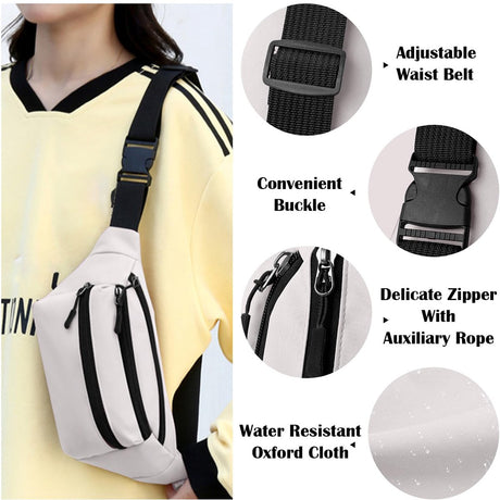 Riem Outdoor Bag - Fanny Pack - Waterproof Fanny Pack - Women's and Men's - Fanny Pack - Phone Bag - Swimming - Festival - Waterproof Fanny Pack - Off-White