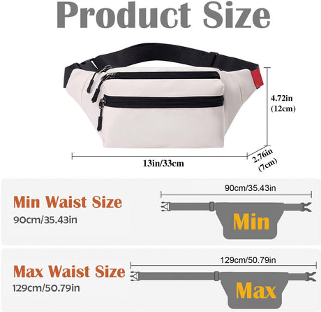 Riem Outdoor Bag - Fanny Pack - Waterproof Fanny Pack - Women's and Men's - Fanny Pack - Phone Bag - Swimming - Festival - Waterproof Fanny Pack - Off-White