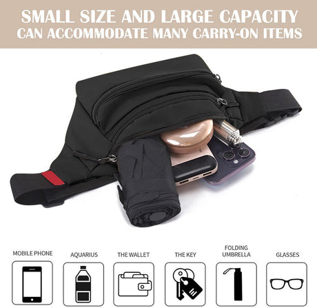 Riem Outdoor Bag - Fanny Pack - Waterproof Fanny Pack - Women's and Men's - Fanny Pack - Phone Bag - Swimming - Festival - Waterproof Fanny Pack - Black