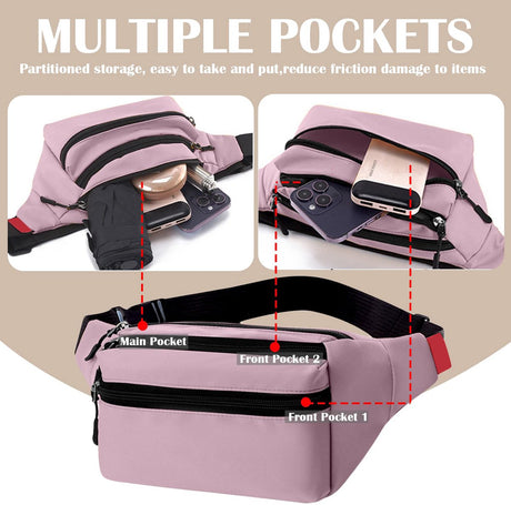 Riem Outdoor Bag - Fanny Pack - Waterproof Fanny Pack - Women's and Men's - Fanny Pack - Phone Bag - Swimming - Festival - Waterproof Fanny Pack - Pink