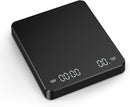 Coffee Scale - Digital Coffee Scale with Timer - Rechargeable for Filter Coffee, 3 kg / 0 g Digital Espresso Scale - with Peeling Function - 3 Units, LED Display - Black