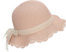 Lace straw hat - trendy hat with scalloped brim and kanten ribbon - sun hat for girls - UV 50+ protection hat - headwear for babies and children - beach hat