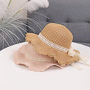 Lace straw hat - trendy hat with scalloped brim and kanten ribbon - sun hat for girls - UV 50+ protection hat - headwear for babies and children - beach hat