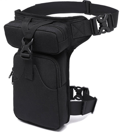 Fanny pack - Leg bag - Motorcycle fanny pack - Motorcycle bag - Tactical leg bag - Tool bag - Unisex - Black - Large capacity - 16 x 5 x 29 cm - 4 compartments - Polyester