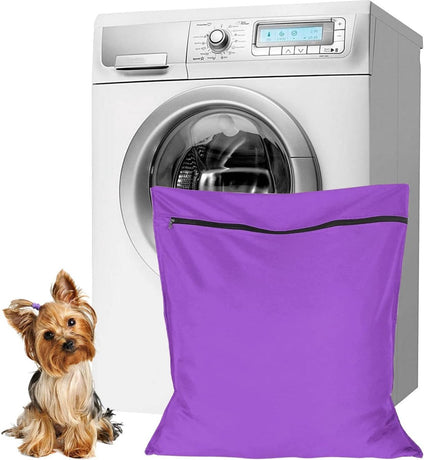 Pet Laundry Bags - Polyester Twill Laundry Bags - Large Zippered Laundry Bags - Prevents Pet Hair from Clogging Laundry Bags - Washing Machine Safe, 70 x 80 cm, Laundry Bag for Dogs, Cats, and Rabbits (Purple) - L