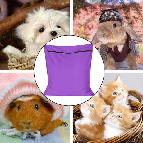 Pet Laundry Bags - Polyester Twill Laundry Bags - Large Zippered Laundry Bags - Prevents Pet Hair from Clogging Laundry Bags - Washing Machine Safe, 70 x 80 cm, Laundry Bag for Dogs, Cats, and Rabbits (Purple) - L