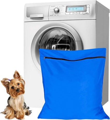 Pet Laundry Bags - Polyester Twill Laundry Bags - Large Zippered Laundry Bags - Prevents Pet Hair from Clogging Laundry Bags - Washing Machine Safe, 70 x 80 cm, Laundry Bag for Dogs, Cats, and Rabbits (Blue) - L