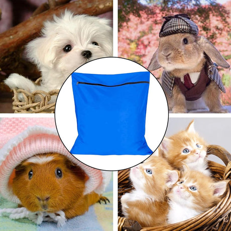 Pet Laundry Bags - Polyester Twill Laundry Bags - Large Zippered Laundry Bags - Prevents Pet Hair from Clogging Laundry Bags - Washing Machine Safe, 70 x 80 cm, Laundry Bag for Dogs, Cats, and Rabbits (Blue) - L