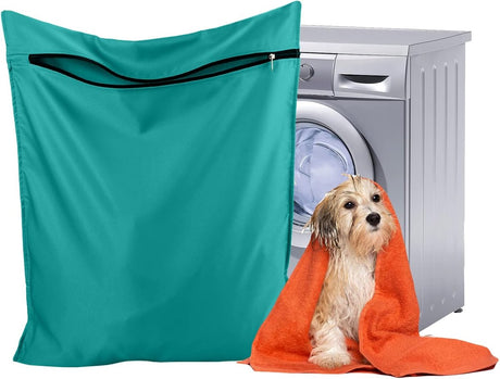 Pet Laundry Bags - Polyester Twill Laundry Bags - Large Zippered Laundry Bags - Prevents Pet Hair from Clogging Laundry Bags - Washing Machine Safe, 70 x 80 cm, Laundry Bag for Dogs, Cats, and Rabbits (Lake Blue) - L