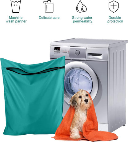 Pet Laundry Bags - Polyester Twill Laundry Bags - Large Zippered Laundry Bags - Prevents Pet Hair from Clogging Laundry Bags - Washing Machine Safe, 70 x 80 cm, Laundry Bag for Dogs, Cats, and Rabbits (Lake Blue) - L