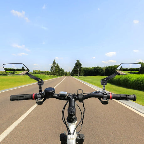 2-Piece Bicycle Rearview Mirror, Large Folding Mirror for 20-24mm Handlebars, 360° Adjustable HD Bicycle Mirror, Bike Mirror for Bicycles and Mountain Bikes