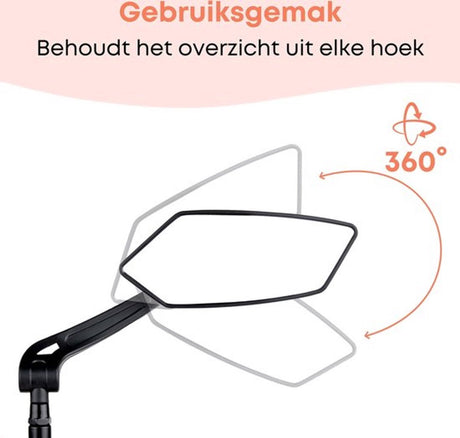 2-Piece Bicycle Rearview Mirror, Large Folding Mirror for 20-24mm Handlebars, 360° Adjustable HD Bicycle Mirror, Bike Mirror for Bicycles and Mountain Bikes
