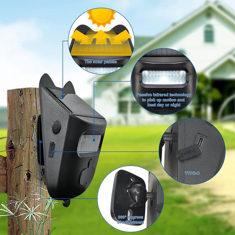 Driveway alarm - Entry detector - Solar driveway alarm - Motion detector - Wireless = Security - Wireless solar driveway alarm - Motion detector - Doorbell - DIY security system - (2 sensors and 1 doorbell)