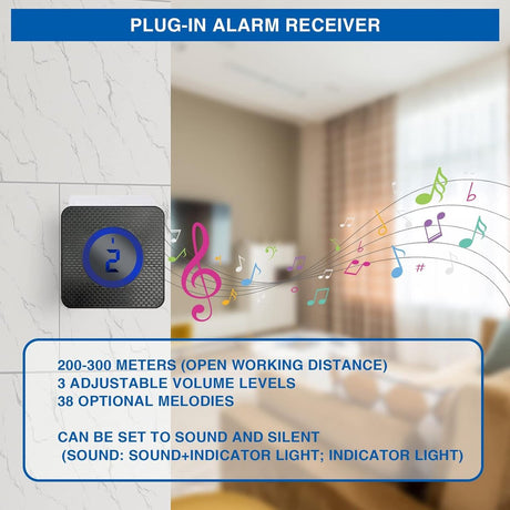 Driveway alarm - Entry detector - Solar driveway alarm - Motion detector - Wireless = Security - Wireless solar driveway alarm - Motion detector - Doorbell - DIY security system - (2 sensors and 1 doorbell)