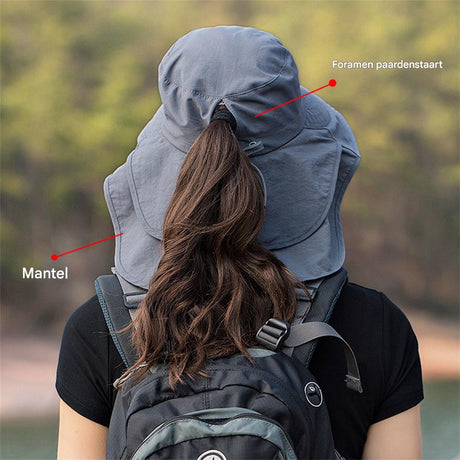 Women's and Men's Sun Hat - Foldable Garden Hat - Wide Brim with Neck Flap - With Chin Strap - For Outdoor Activities and Gardening - Dark Grey - 1 Piece
