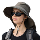 Women's and Men's Sun Hat - Foldable Garden Hat - Wide Brim with Neck Flap - With Chin Strap - For Outdoor Activities and Gardening - Army Green - 1 Piece