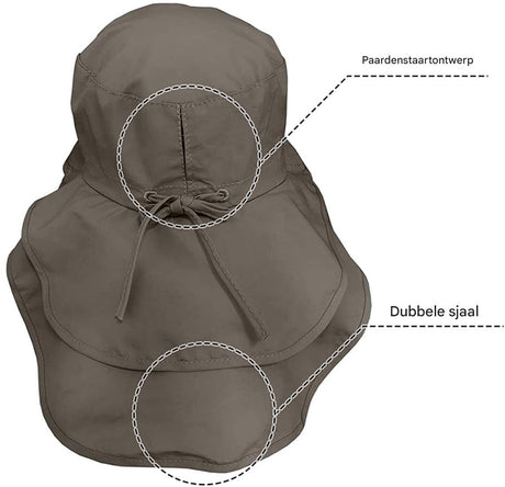 Women's and Men's Sun Hat - Foldable Garden Hat - Wide Brim with Neck Flap - With Chin Strap - For Outdoor Activities and Gardening - Army Green - 1 Piece