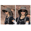 Women's and Men's Sun Hat - Foldable Garden Hat - Wide Brim with Neck Flap - With Chin Strap - For Outdoor Activities and Gardening - Army Green - 1 Piece