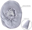 Women's and Men's Sun Hat - Foldable Garden Hat - Wide Brim with Neck Flap - With Chin Strap - For Outdoor Activities and Gardening - Light Grey - 1 Piece