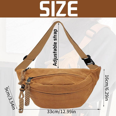 Fanny pack - Women's fanny pack - Men's fanny pack - Corduroy fanny pack - Women's corduroy fanny pack - Adjustable shoulder bag - Unisex - Perfect for shopping, travel and work (yellow)