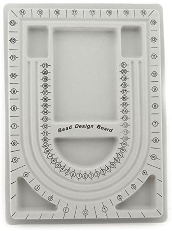 Bead Tray for Bracelets and Necklaces - 9.5 x 12.9 inches - DIY Jewelry Tool - For Girls and Necklace and Bead Makers - Gray