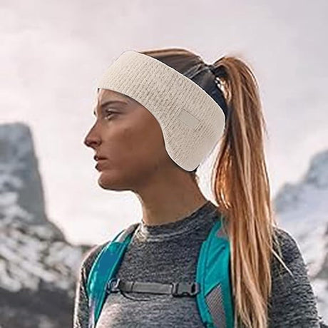 Noise-canceling earmuffs for sleeping - Soundproof earmuffs - Sleep mask - Noise-canceling headband for sleeping - Warm earmuffs for winter - Thick knit earmuffs - Suitable for cycling and sleeping - Khaki