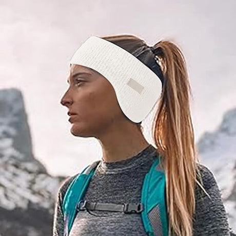 Noise-canceling earmuffs for sleeping - Soundproof earmuffs - Sleep mask - Noise-canceling headband for sleeping - Warm earmuffs for winter - Thick knit earmuffs - Suitable for cycling and sleeping - Wit