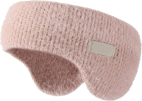 Noise-canceling earmuffs for sleeping - Soundproof earmuffs - Sleep mask - Noise-canceling headband for sleeping - Warm earmuffs for winter - Thick knit earmuffs - Suitable for cycling and sleeping - Pink