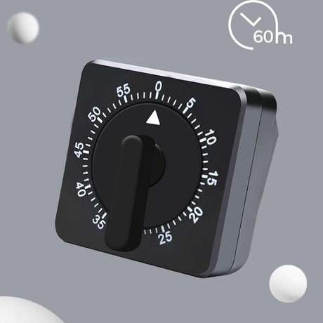Kitchen Timer - Analog Kitchen Timer - Mechanical Kitchen Timer - 60 Minutes - Kitchen Gadget - Timer - Cooking Timer - Kitchen Tool - Suitable for Baking, Pastry, Cooking Eggs - Black