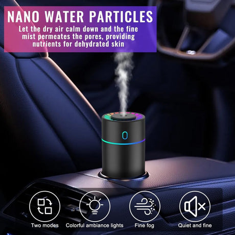Car air freshener with colored lights and USB connection - 2 settings, automatic shut-off - for car, office, bedroom
