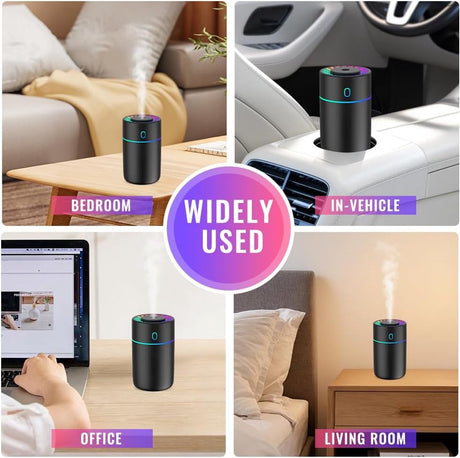 Car air freshener with colored lights and USB connection - 2 settings, automatic shut-off - for car, office, bedroom